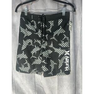 Hurley Boy's Checkered Shark Boardshorts, Size 14/27 (XS)